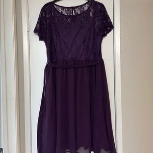 Purple lace sweetheart neck dress